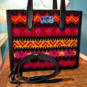Kate Spade New York Manhattan Carnival Fair Isle Sweater Knit Small Tote NWOT